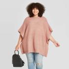 Women's Plus Size Poncho Sweater - Universal Thread Clay