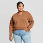 Women's Plus Size Long Sleeve Fleece Hoodie Sweatshirt - Universal Thread Brown 2x, Women's,