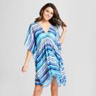 Cover 2 Cover Women's Striped Caftan Cover Up - Blue Xl, Blue