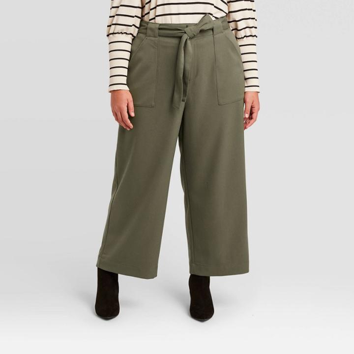 Women's Plus Size High-rise Cropped Pants - Who What Wear Green