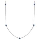 Target Fine Silver Plated Bronze Blue Diamond Accent Station Necklace With 18+2ext Rolo Chain, Girl's