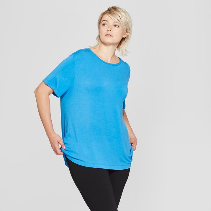 Women's Plus Size Short Sleeve Crew Neck T-shirt - Prologue Blue