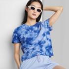 Women's Short Sleeve Shrunken Boxy T-shirt - Wild Fable Blue Tie-dye