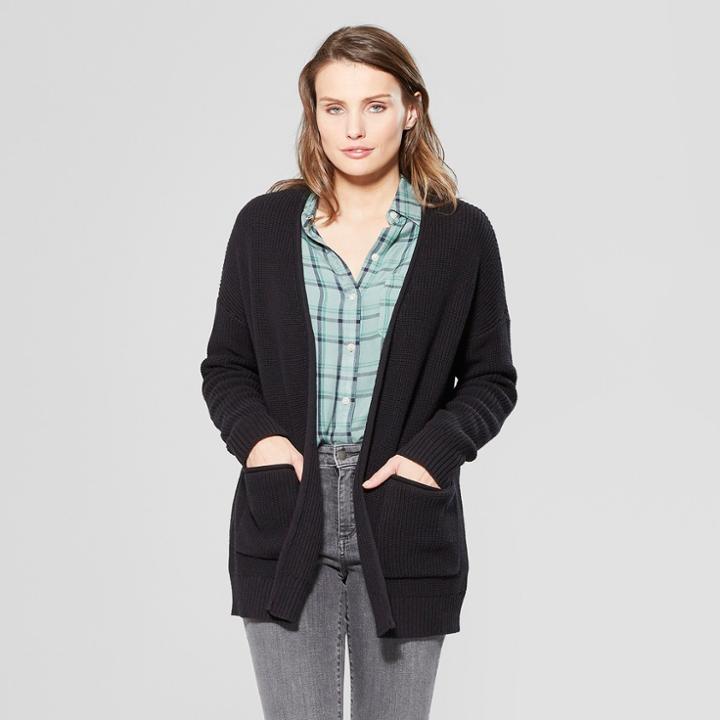 Women's Long Sleeve Cardigan Open Layering - Universal Thread Black