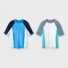 Boys' 2pc Short Sleeve Rash Guard Set - Cat & Jack Blue/white
