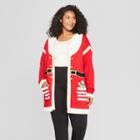 Women's Plus Size Christmas Santa Cardigan Ugly Sweater - 33 Degrees (juniors') Red