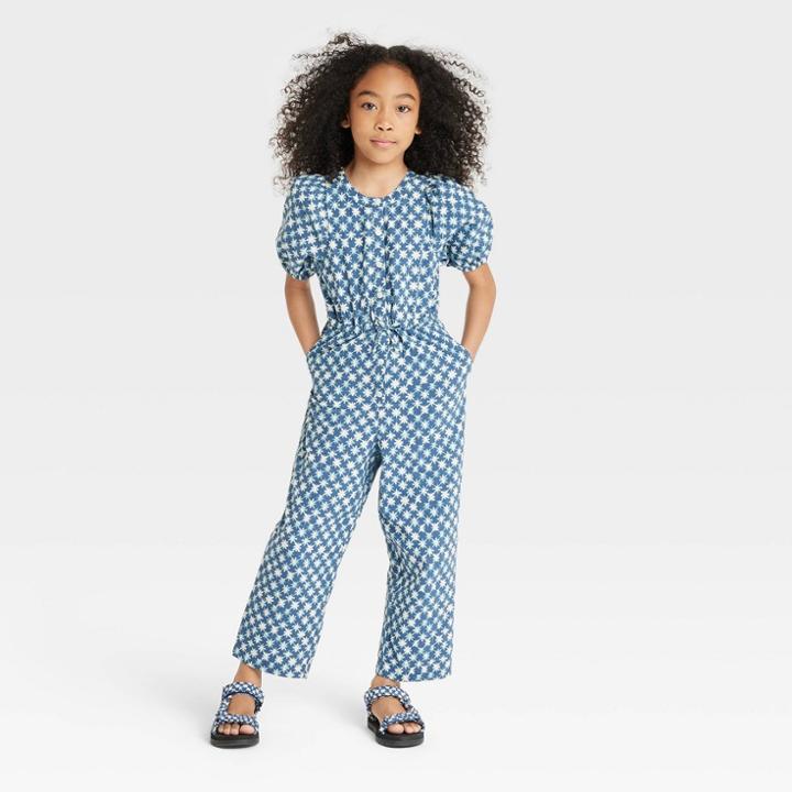 Girls' Short Sleeve Jumpsuit - Cat & Jack Blue