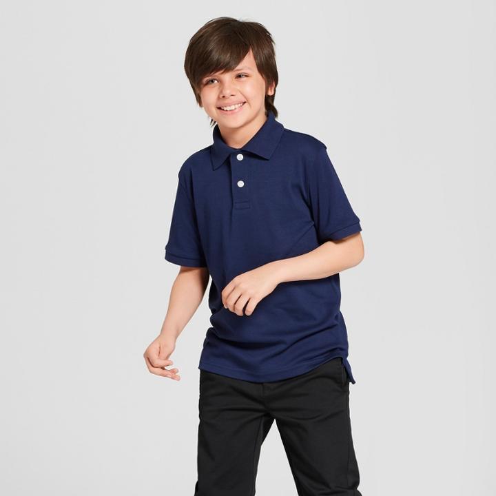 Boys' Short Sleeve Interlock Uniform Polo Shirt - Cat & Jack Navy (blue)