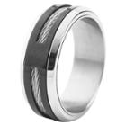 Men's West Coast Jewelry Two-tone Stainless Steel Cable Inlay Band Ring