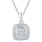 Target 1/20 Ct. T.w. Round Diamond Miracle Set Square Fashion Pendant In Sterling Silver (ij-i2-i3), Girl's, White