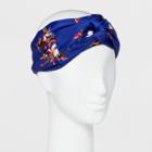 Women's Floral Print Twist Front Headband - A New Day Blue