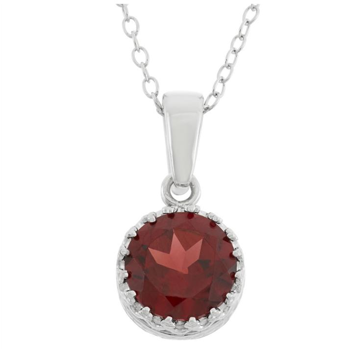 2 Tcw Tiara Garnet Crown Pendant In Sterling Silver, Women's, Red