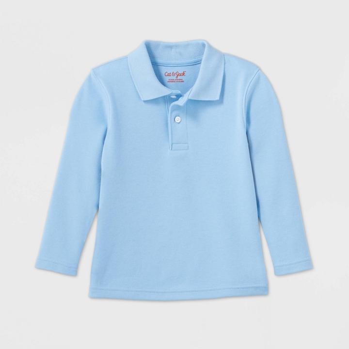Toddler Boys' Long Sleeve Interlock Uniform Polo Shirt - Cat & Jack