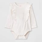 Baby Girls' Foil Ruffle Long Sleeve Bodysuit - Cat & Jack Off-white Newborn