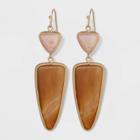 Semi-precious Sunstone And Carnelian Geometric Triangle Drop Earrings - Universal Thread Orange, Women's