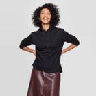 Women's Regular Fit Long Sleeve Hooded Sweatshirt - A New Day Black M,