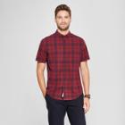 Men's Plaid Slim Fit Short Sleeve Soft Wash Button-down Shirt - Goodfellow & Co Berry Cobbler