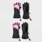Girls' Printed 2pk Ski Gloves - C9 Champion 4-7, Girl's, Pink Black