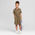 Girls' Twill Woven Dress - Cat & Jack Olive