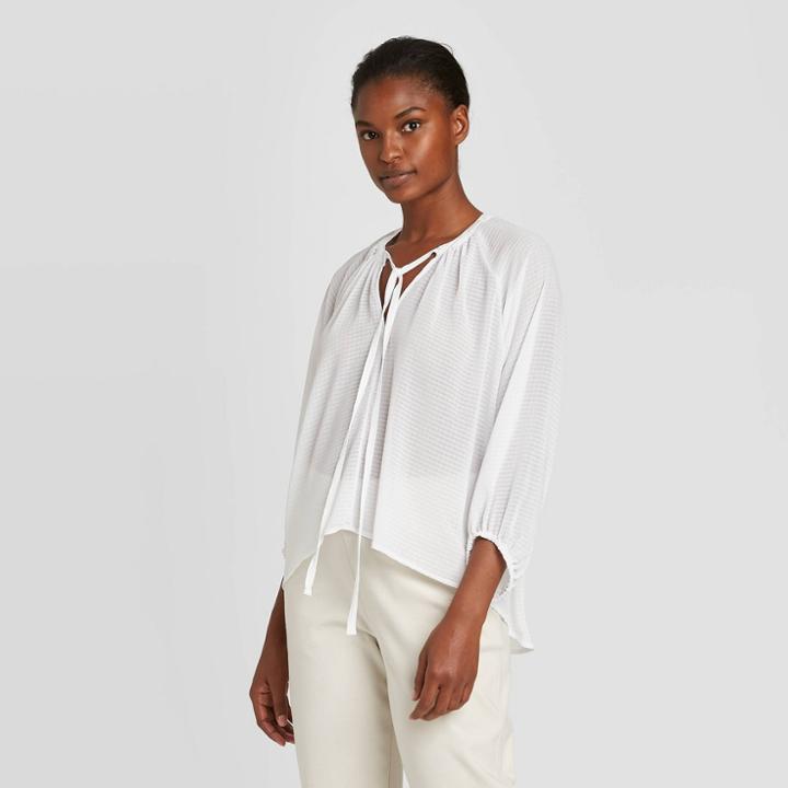 Women's Balloon Long Sleeve Blouse - Prologue White