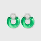 Pearl Post Hoop Earrings - A New Day Green