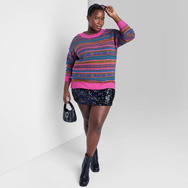 Women's Plus Size Sequin Mini Skirt - Wild Fable Black