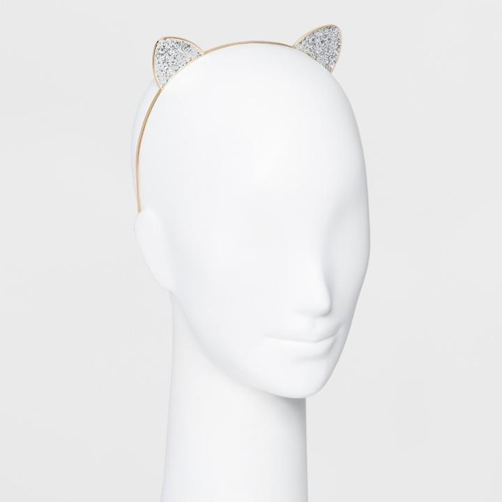 Target Metal Headband With Cat Glittered Cat Ears - Gold