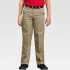 Dickies Boys' Flat Front Uniform Chino Pants - Khaki 8, Boy's, Green