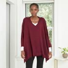 Women's V-neck Poncho Sweater - A New Day Dark Red