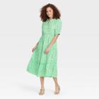 Women's Puff Elbow Sleeve Dress - Who What Wear Green Floral