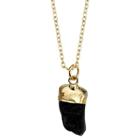 Distributed By Target Women's Silver Plated Rough Cut Hematite Necklace - Gold
