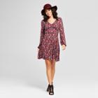 Women's Velvet Trim Knit Fit & Flare Dress - Xhilaration (juniors') Rose (pink)