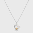 No Brand Silver Plated Double Heart Love Pendant Necklace - Gold