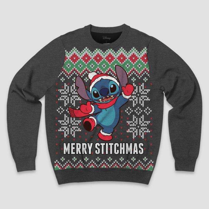 Men's Disney Stitchmas Sweatshirt - Charcoal Gray