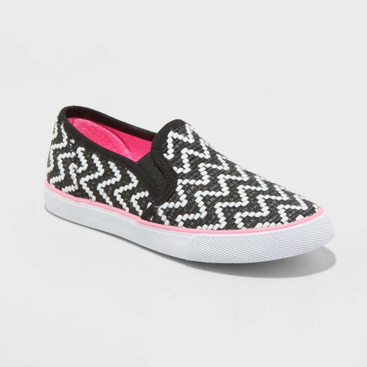 Girls' Marian Stripe Twin Gore Sneakers - Cat & Jack Black