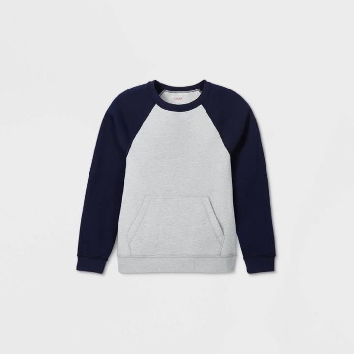Boys' Adaptive Abdominal Access Fleece Sweatshirt - Cat & Jack Gray/navy