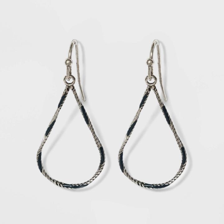 Enamel Teardrop Drop Earrings - Universal Thread Navy, Women's