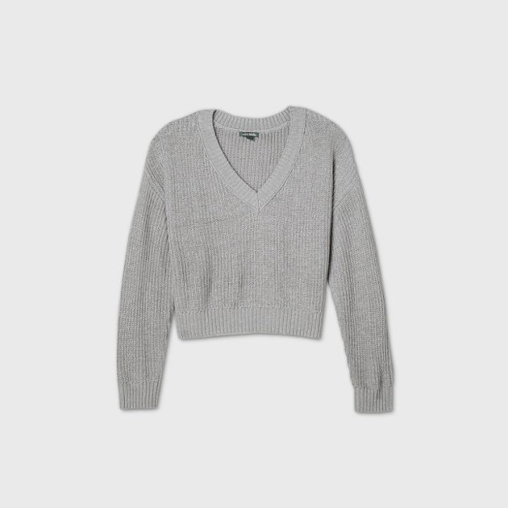 Women's V-neck Pullover Sweater - Wild Fable Gray