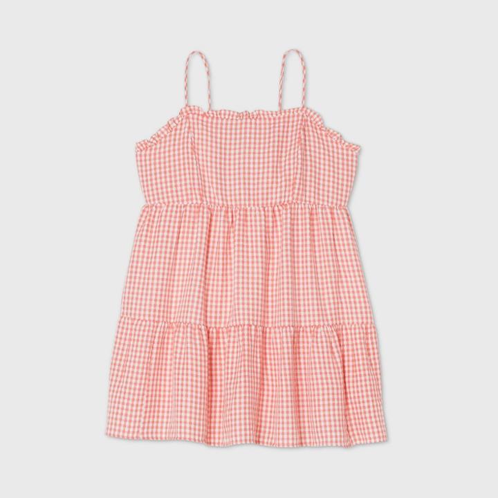 Women's Gingham Sleeveless Tiered Dress - Wild Fable Red