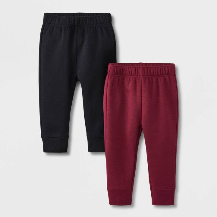 Baby Boys' 2pk Fleece Jogger Pants - Cat & Jack Maroon/black Newborn