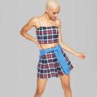 Women's Plaid Strappy Cropped Woven Top - Wild Fable Blue/red