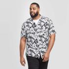 Men's Tall Floral Print Standard Fit Short Sleeve Button-down Camp Shirt - Goodfellow & Co Black