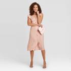 Women's Flutter Short Sleeve Button-front Dress - A New Day Pink