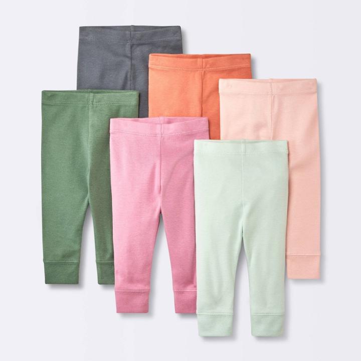 Baby 6pk Basic Pants - Cloud Island Coral Orange