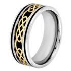 Men's Crucible Goldplated Steel Carbon Fiber And Celtic Knot Band - Black