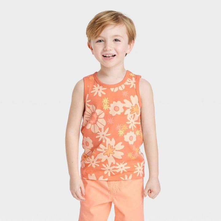 Toddler Boys' Striped Tank Top - Cat & Jack Orange