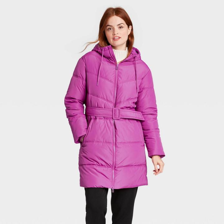 Women's Puffer Jacket - A New Day Raspberry Verbena