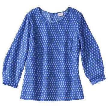 Merona Women's Printed Longsleeve Blouse -capri Blue