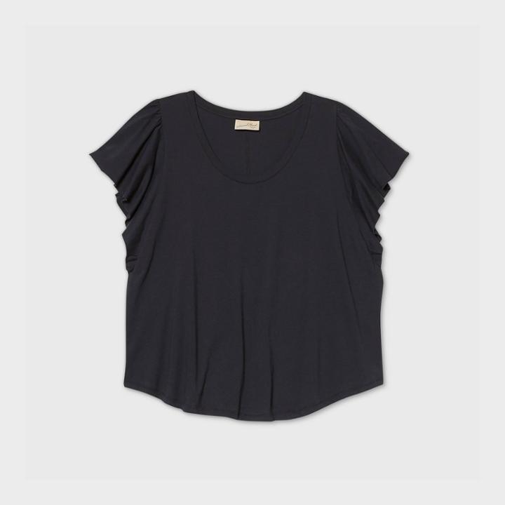 Women's Plus Size Short Sleeve Blouse - Universal Thread Black