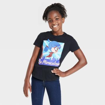 Girls' Miraculous Short Sleeve Graphic T-shirt - Black